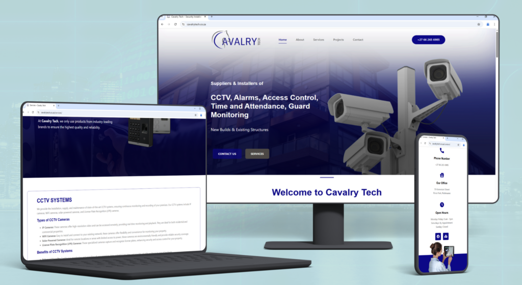 CCTV and alarm installation websites designed for Cavalry Tech by Cenit Web in Polokwane Limpopo