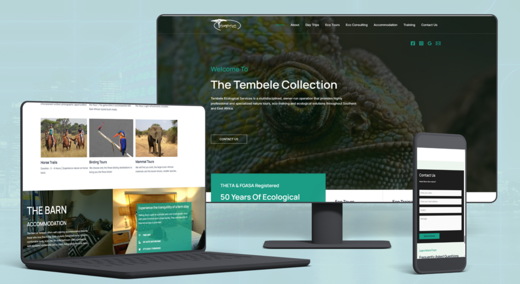 Day Tours and Eco Tourism website for Tembele Collection designed by Cenit Web in Limpopo