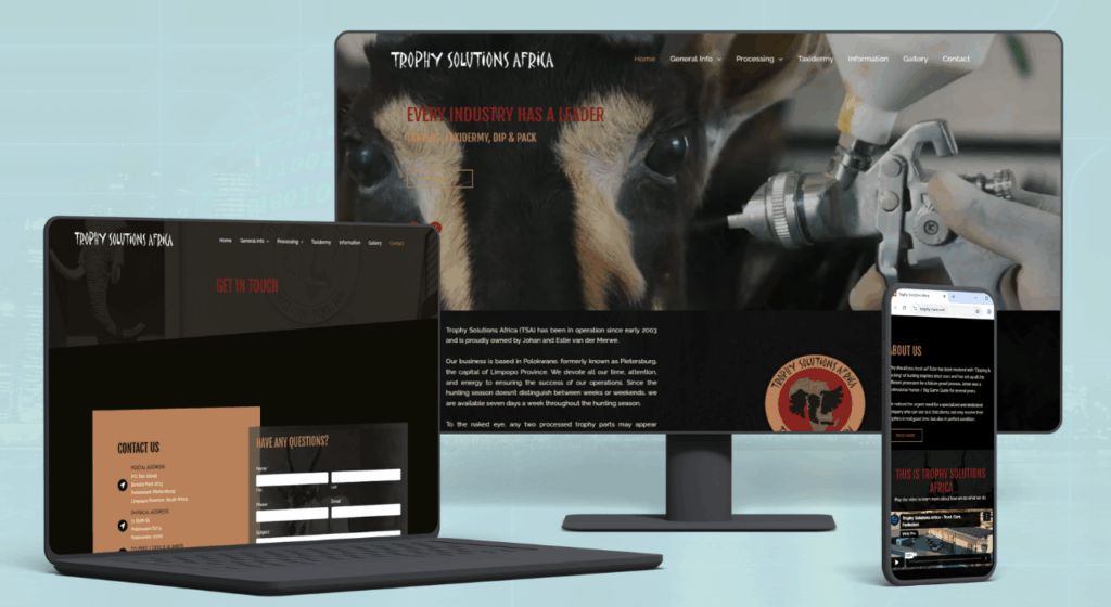 Taxidermy website designed by Cenit Web in Polokwane